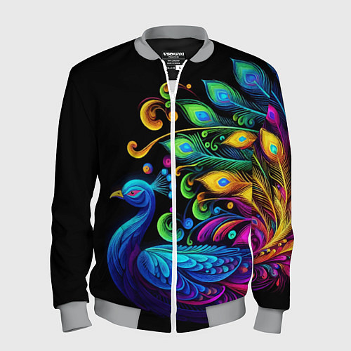 Мужской бомбер Neon peacock - art / 3D-Меланж – фото 1