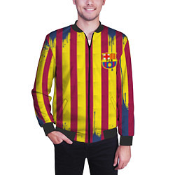 Бомбер мужской Полосатые цвета футбольного клуба Барселона, цвет: 3D-черный — фото 2