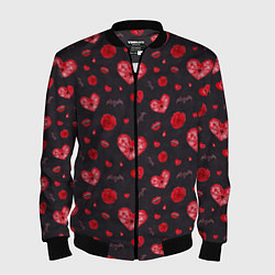 Бомбер мужской Готичные сердечки, цвет: 3D-черный