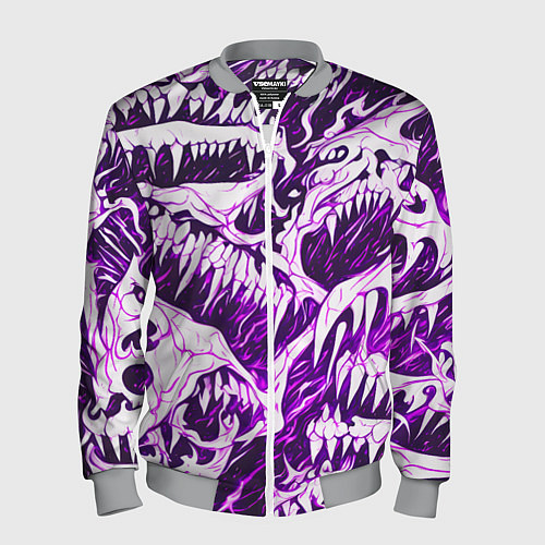 Мужской бомбер Белые клыки на розовом фоне / 3D-Меланж – фото 1