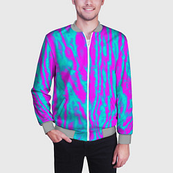 Бомбер мужской Абстрактные полосы неоновый, цвет: 3D-меланж — фото 2