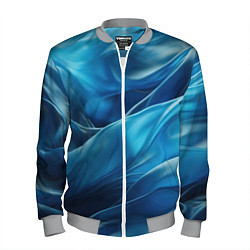 Бомбер мужской Синие абстрактные волны, цвет: 3D-меланж