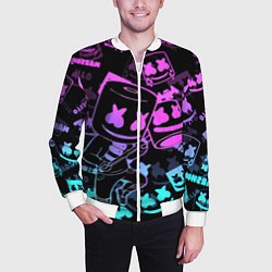 Бомбер мужской Marshmello neon pattern, цвет: 3D-белый — фото 2