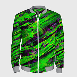 Бомбер мужской Зеленые узоры паттерны, цвет: 3D-меланж