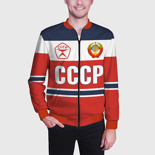 Мужской бомбер Союз Советских Социалистических Республик - СССР / 3D-Красный – фото 3