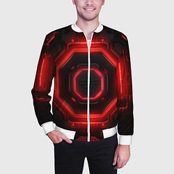 Бомбер мужской Nvidia style black and red neon, цвет: 3D-белый — фото 2