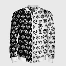 Бомбер мужской Genshin Impact - black and white, цвет: 3D-белый
