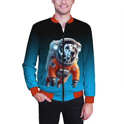 Бомбер мужской Далматинец космонавт в открытом космосе, цвет: 3D-красный — фото 2