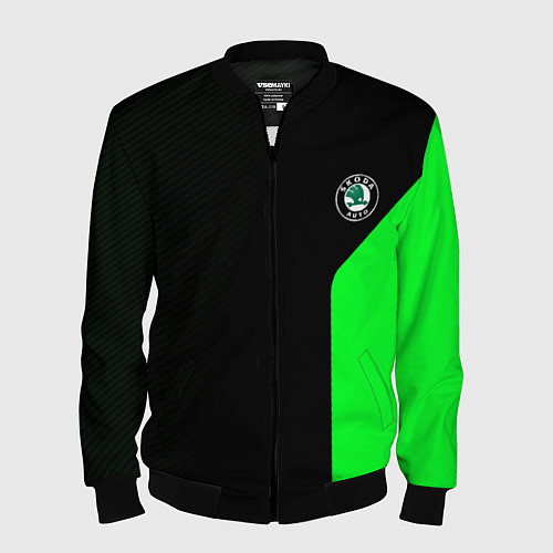 Мужской бомбер Skoda pattern sport green / 3D-Черный – фото 1