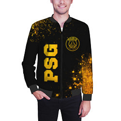 Бомбер мужской PSG - gold gradient вертикально, цвет: 3D-черный — фото 2