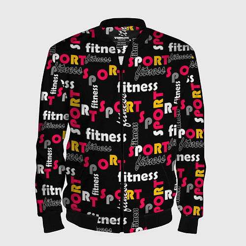 Мужской бомбер Спортивный узор желтый красный черный / 3D-Черный – фото 1