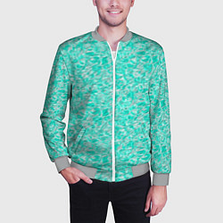 Бомбер мужской Абстрактный бирюзово-белый фон, цвет: 3D-меланж — фото 2