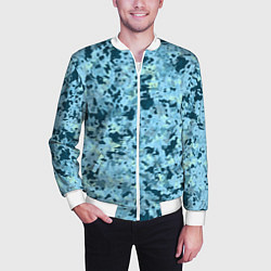 Бомбер мужской Абстракция бирюзовый, цвет: 3D-белый — фото 2