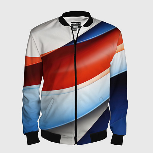 Мужской бомбер Абстрактный минимализм плавные волнистые линии / 3D-Черный – фото 1