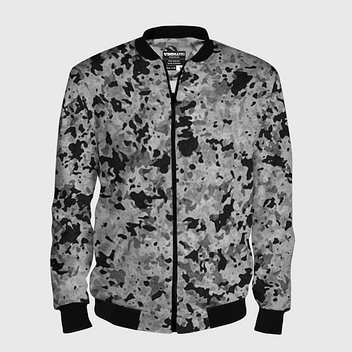 Мужской бомбер Чёрно-серый абстракция пятна / 3D-Черный – фото 1