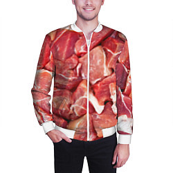 Бомбер мужской Куски мяса, цвет: 3D-белый — фото 2