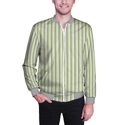 Бомбер мужской Светлый серо-зелёный полосатый, цвет: 3D-меланж — фото 2