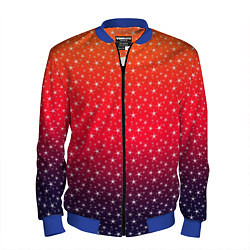 Бомбер мужской Градиент оранжево-фиолетовый со звёздочками, цвет: 3D-синий