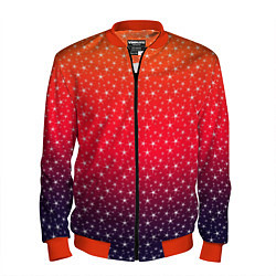 Бомбер мужской Градиент оранжево-фиолетовый со звёздочками, цвет: 3D-красный
