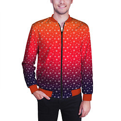 Бомбер мужской Градиент оранжево-фиолетовый со звёздочками, цвет: 3D-красный — фото 2