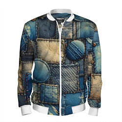 Бомбер мужской Denim patchwork - ai art, цвет: 3D-белый