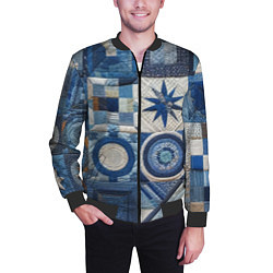 Бомбер мужской Denim patchwork - ai art, цвет: 3D-черный — фото 2