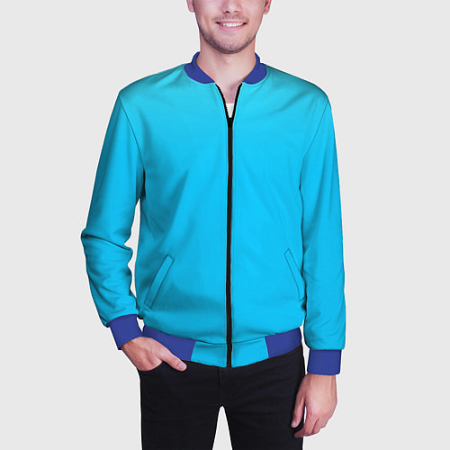 Мужской бомбер Мягкий градиент ярко-голубой / 3D-Синий – фото 3
