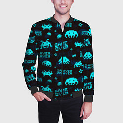 Бомбер мужской Game over 1 player 2 player, цвет: 3D-черный — фото 2