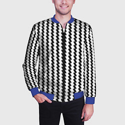 Бомбер мужской Чёрно-белые вертикальные полосы, цвет: 3D-синий — фото 2