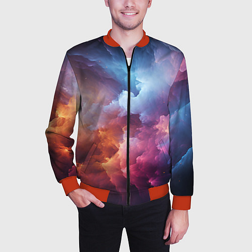 Мужской бомбер Облачный космос / 3D-Красный – фото 3