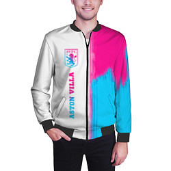 Бомбер мужской Aston Villa neon gradient style по-вертикали, цвет: 3D-черный — фото 2