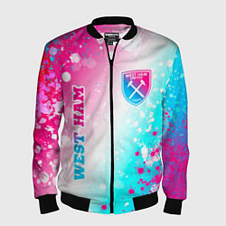 Бомбер мужской West Ham neon gradient style вертикально, цвет: 3D-черный