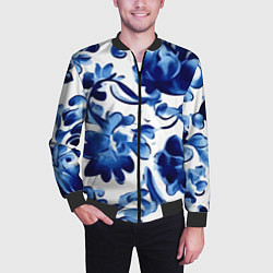 Бомбер мужской Гжель акварель, цвет: 3D-черный — фото 2