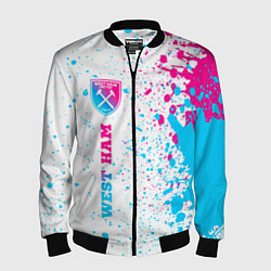Бомбер мужской West Ham neon gradient style по-вертикали, цвет: 3D-черный