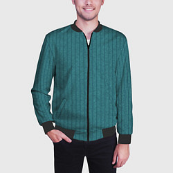 Бомбер мужской Затемнённый бирюзовый в полоску, цвет: 3D-черный — фото 2