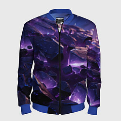 Мужской бомбер Фиолетовые неоновые камни со светом