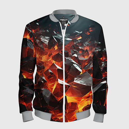 Мужской бомбер Взрыв камней в красном неоне / 3D-Меланж – фото 1