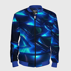 Бомбер мужской Синие абстрактные неоновые плиты, цвет: 3D-синий