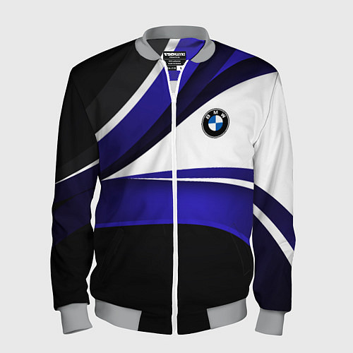 Мужской бомбер BMW Logotype - blue waves / 3D-Меланж – фото 1