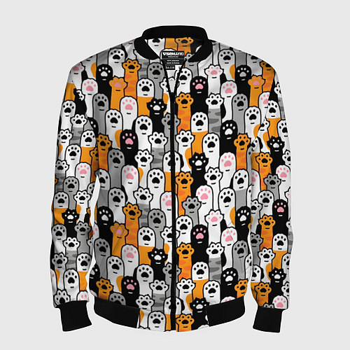 Мужской бомбер Кошачьи лапы / 3D-Черный – фото 1