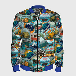 Бомбер мужской Adventure stickers, цвет: 3D-синий
