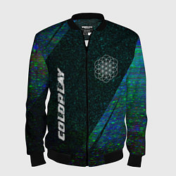 Бомбер мужской Coldplay glitch blue, цвет: 3D-черный