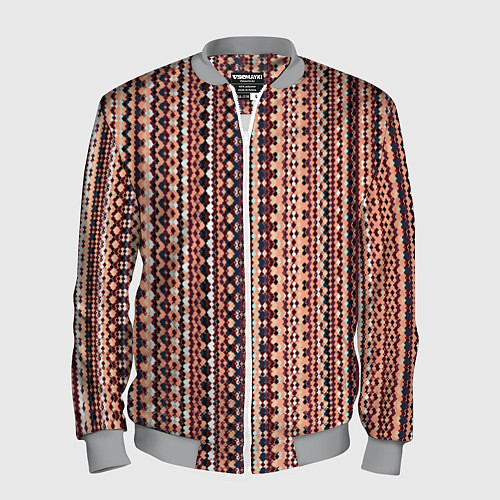 Мужской бомбер Персиковый узор в стиле жаккард / 3D-Меланж – фото 1