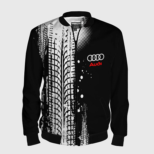 Мужской бомбер Ауди - следы от шин / 3D-Черный – фото 1