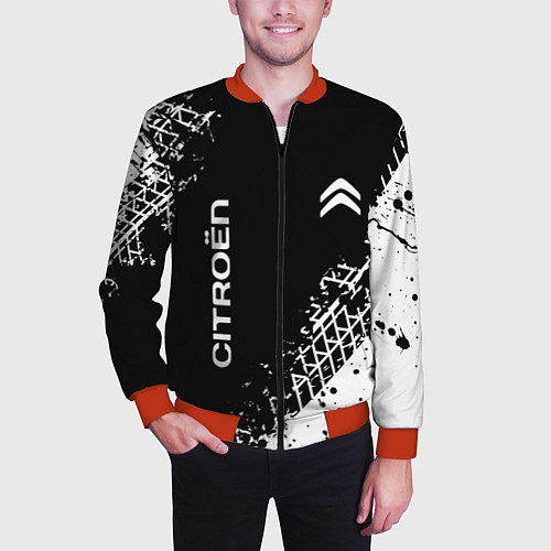 Мужской бомбер Ситроен: следы от шин / 3D-Красный – фото 3