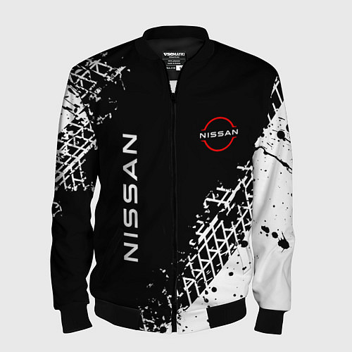 Мужской бомбер Ниссан: следы от шин / 3D-Черный – фото 1