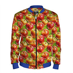 Бомбер мужской Вкусные яблоки паттерн, цвет: 3D-синий