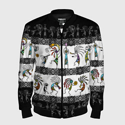 Бомбер мужской Кокопелли - боги индейцев хайда, цвет: 3D-черный
