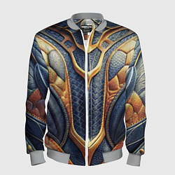 Мужской бомбер Темная кожаная броня с желтой оплеткой