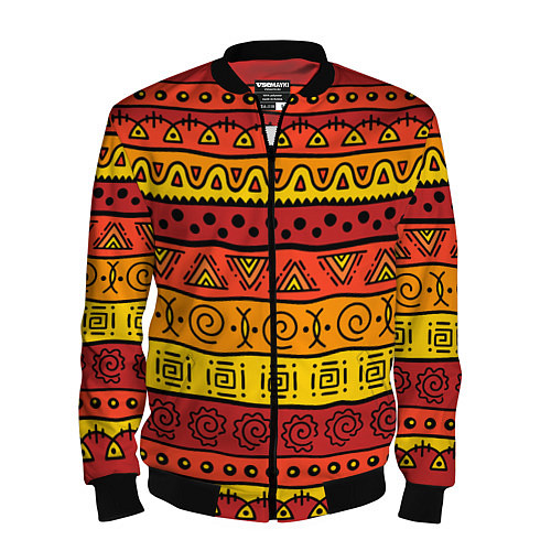 Мужской бомбер Африканские этнический орнамент / 3D-Черный – фото 1